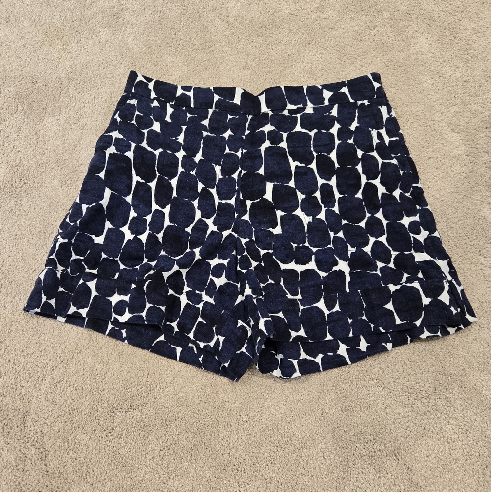 NWT Banana Republic High-Rise Linen-Blend Pull On Shorts in Blue Size Medium